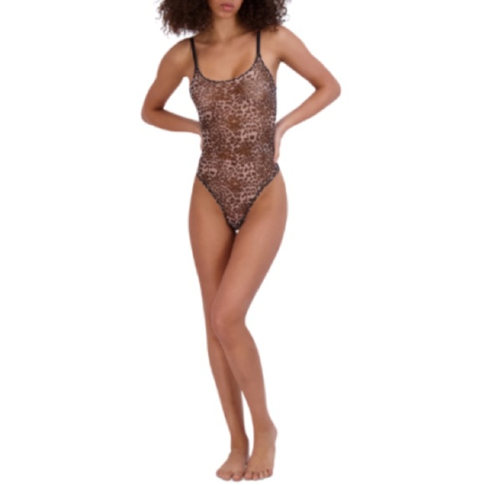Steve Madden Neutral Leopard Intimate XL Bodysuit Boyshort Bra Bundle